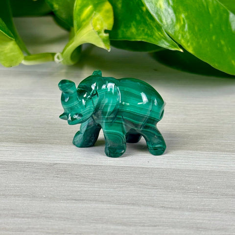 Malachite Animal Carvings Elephant - 22 (Repaired Trunk) 32 - Kenna's Crystals from TikTok