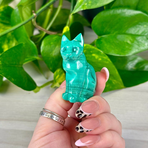 Malachite Animal Carvings Kitty - 55 29 - Kenna's Crystals from TikTok