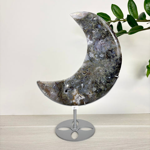 Midnight Moss Agate Crescent - Kenna's Crystals