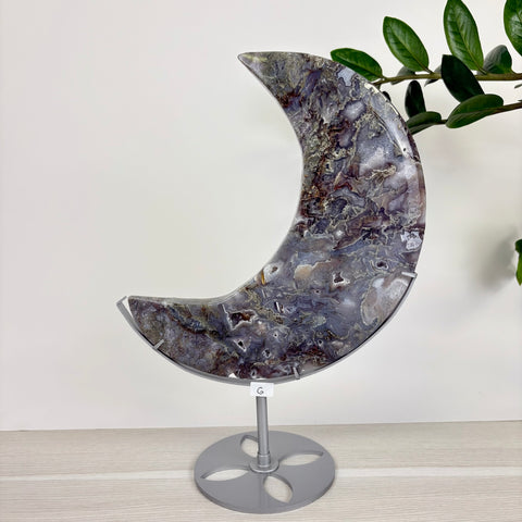 Midnight Moss Agate Crescent - Kenna's Crystals
