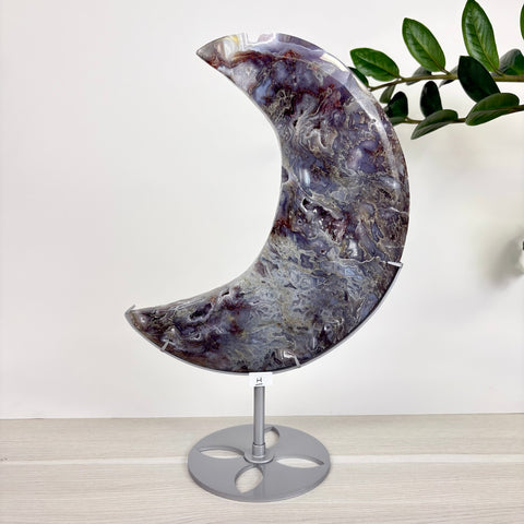 Midnight Moss Agate Crescent - Kenna's Crystals