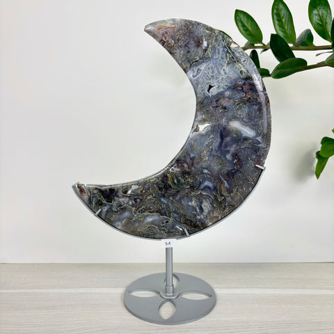 Midnight Moss Agate Crescent - Kenna's Crystals