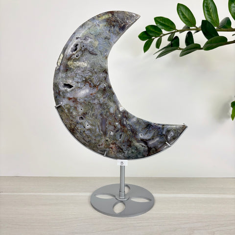 Midnight Moss Agate Crescent - Kenna's Crystals