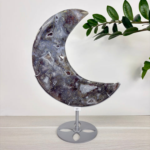 Midnight Moss Agate Crescent - Kenna's Crystals