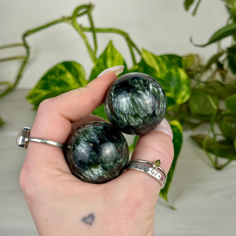 Mini Seraphinite Sphere 266 9 - Kenna's Crystals from TikTok