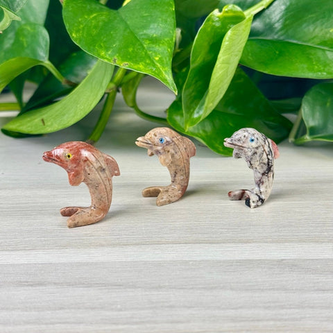 Mini Soapstone Animal Carvings Leaping Dolphin 25 - Kenna's Crystals from TikTok