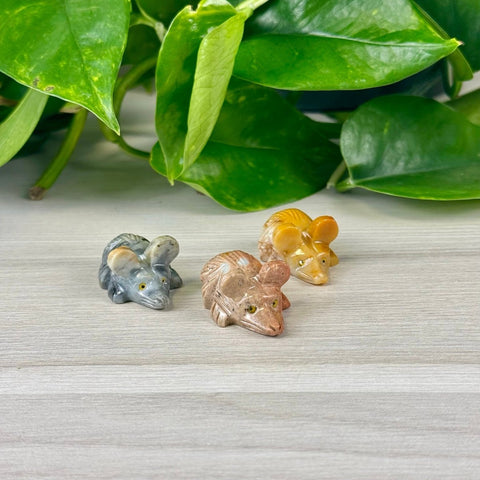Mini Soapstone Animal Carvings Mouse 4 - Kenna's Crystals from TikTok