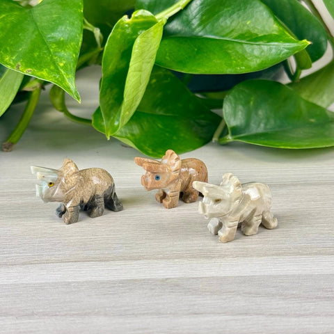 Mini Soapstone Animal Carvings Triceratop 3 - Kenna's Crystals from TikTok
