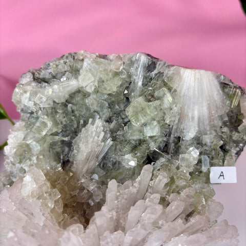 Minty Green Apophyllite with Scolecite