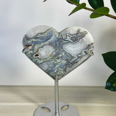 Moss Agate Heart With Custom Stand A2 27 - Kenna's Crystals from TikTok
