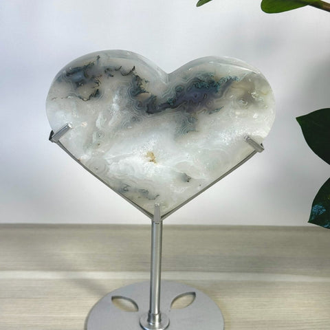 Moss Agate Heart With Custom Stand B2 28 - Kenna's Crystals from TikTok