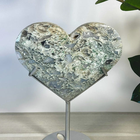 Moss Agate Heart With Custom Stand G 7 - Kenna's Crystals from TikTok