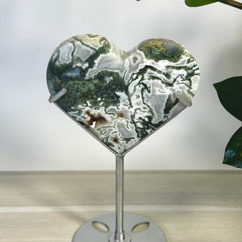 Moss Agate Heart With Custom Stand G2 33 - Kenna's Crystals from TikTok