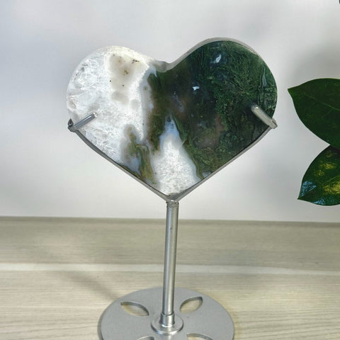 Moss Agate Heart With Custom Stand J2 36 - Kenna's Crystals from TikTok