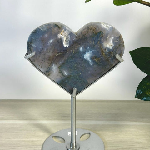 Moss Agate Heart With Custom Stand L2 73 - Kenna's Crystals from TikTok