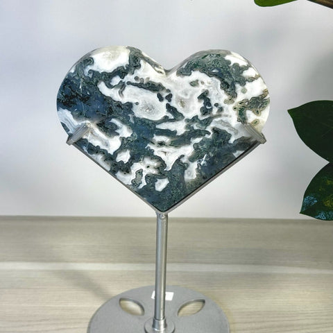 Moss Agate Heart With Custom Stand L2 69 - Kenna's Crystals from TikTok