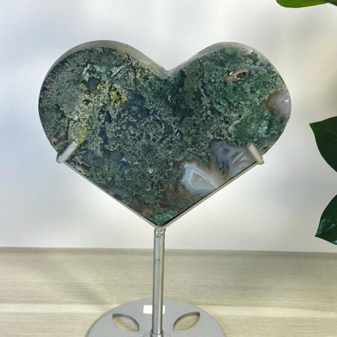 Moss Agate Heart With Custom Stand L2 57 - Kenna's Crystals from TikTok