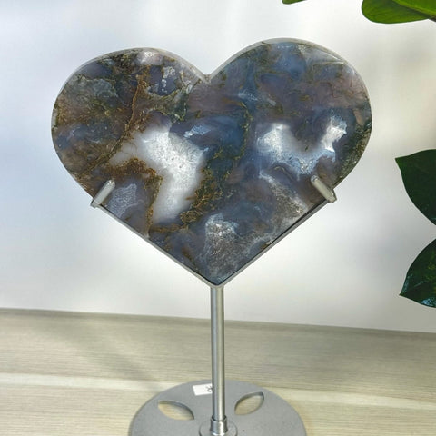 Moss Agate Heart With Custom Stand L2 56 - Kenna's Crystals from TikTok
