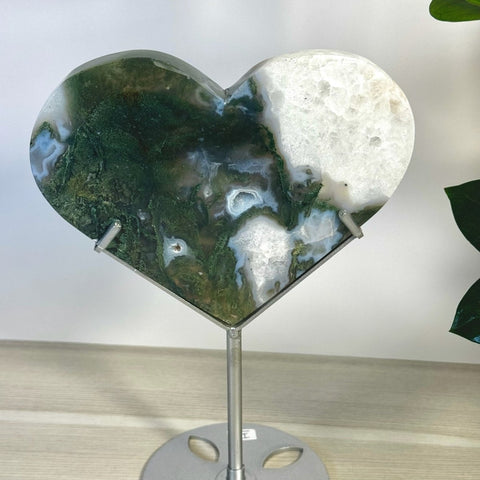 Moss Agate Heart With Custom Stand L2 47 - Kenna's Crystals from TikTok