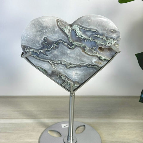 Moss Agate Heart With Custom Stand L2 65 - Kenna's Crystals from TikTok