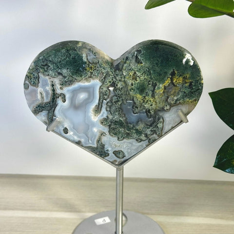 Moss Agate Heart With Custom Stand L2 54 - Kenna's Crystals from TikTok