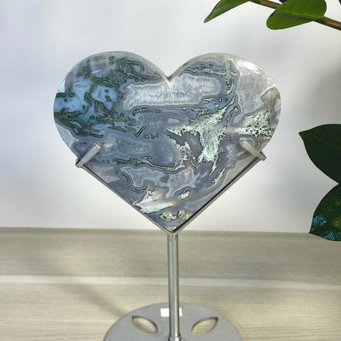 Moss Agate Heart With Custom Stand L2 59 - Kenna's Crystals from TikTok