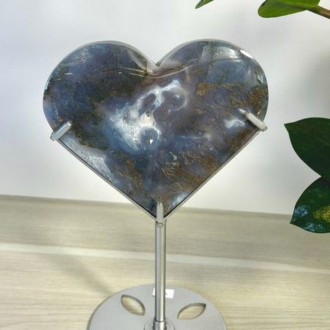 Moss Agate Heart With Custom Stand L2 63 - Kenna's Crystals from TikTok