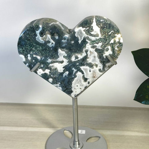 Moss Agate Heart With Custom Stand L2 48 - Kenna's Crystals from TikTok