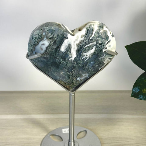 Moss Agate Heart With Custom Stand L2 70 - Kenna's Crystals from TikTok