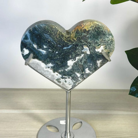 Moss Agate Heart With Custom Stand L2 62 - Kenna's Crystals from TikTok