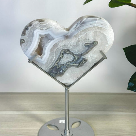 Moss Agate Heart With Custom Stand L2 67 - Kenna's Crystals from TikTok