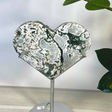 Moss Agate Heart With Custom Stand L2 53 - Kenna's Crystals from TikTok