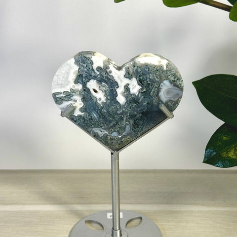 Moss Agate Heart With Custom Stand L2 76 - Kenna's Crystals from TikTok