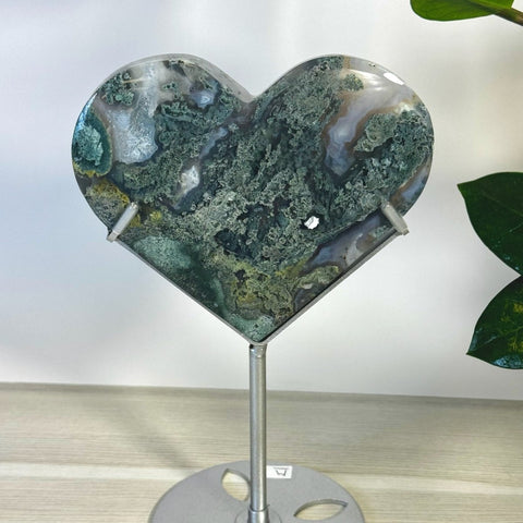 Moss Agate Heart With Custom Stand L2 51 - Kenna's Crystals from TikTok