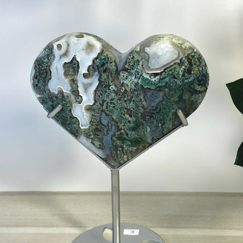 Moss Agate Heart With Custom Stand L2 49 - Kenna's Crystals from TikTok