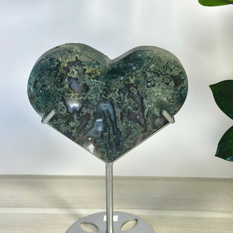 Moss Agate Heart With Custom Stand L2 46 - Kenna's Crystals from TikTok