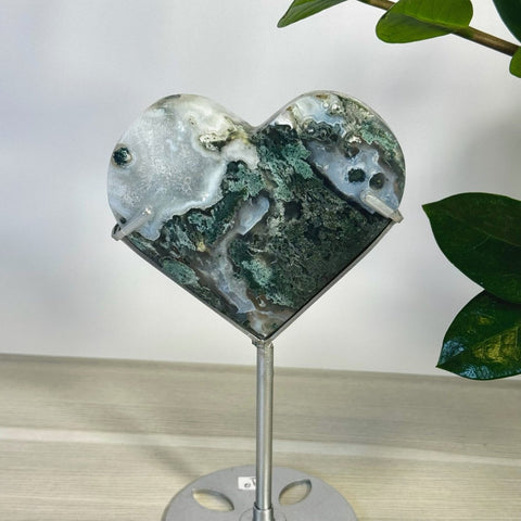 Moss Agate Heart With Custom Stand L2 72 - Kenna's Crystals from TikTok