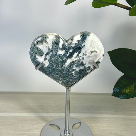 Moss Agate Heart With Custom Stand L2 38 - Kenna's Crystals from TikTok