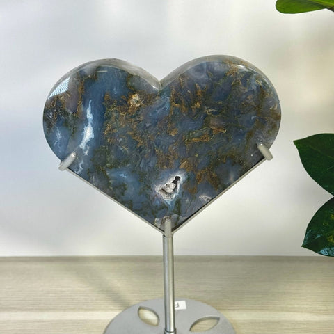 Moss Agate Heart With Custom Stand L2 44 - Kenna's Crystals from TikTok