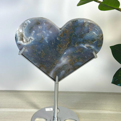 Moss Agate Heart With Custom Stand L2 50 - Kenna's Crystals from TikTok