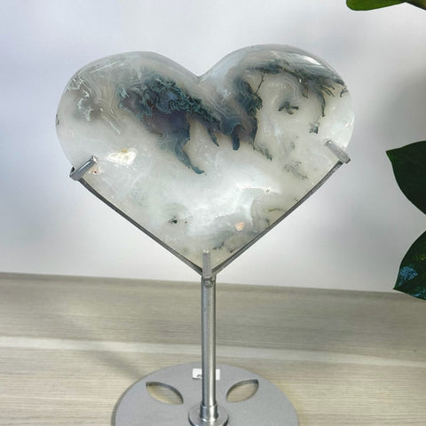 Moss Agate Heart With Custom Stand L2 66 - Kenna's Crystals from TikTok