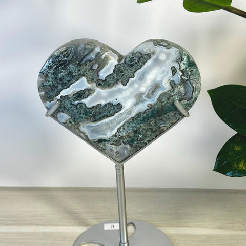 Moss Agate Heart With Custom Stand L2 52 - Kenna's Crystals from TikTok