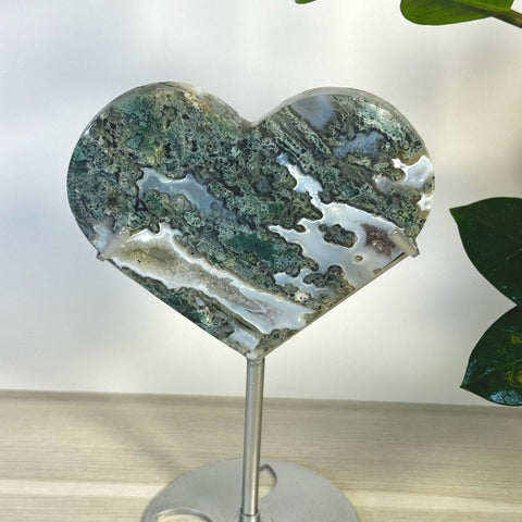 Moss Agate Heart With Custom Stand N 14 - Kenna's Crystals from TikTok
