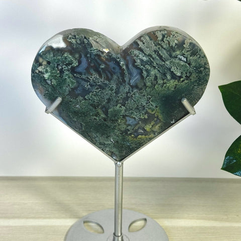 Moss Agate Heart With Custom Stand Q 17 - Kenna's Crystals from TikTok