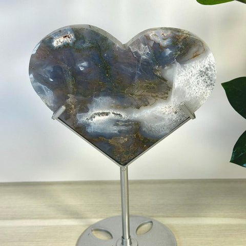 Moss Agate Heart With Custom Stand R 18 - Kenna's Crystals from TikTok