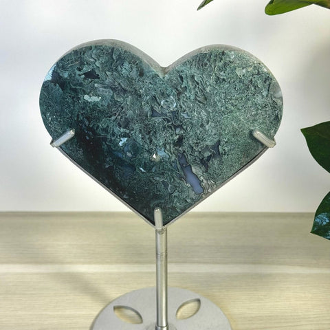 Moss Agate Heart With Custom Stand V 22 - Kenna's Crystals from TikTok