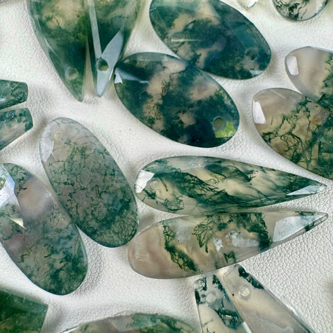 Moss Agate Cabachon Pair 22 2 - Kenna's Crystals from TikTok