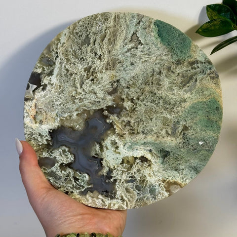 Moss Agate Thick Circle Slabs 133 9 - Kenna's Crystals from TikTok