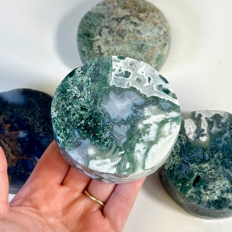 Moss Agate Thick Circle Slabs 33 1 - Kenna's Crystals from TikTok