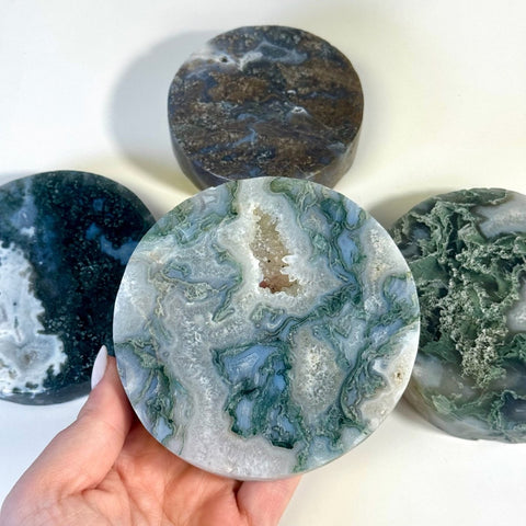 Moss Agate Thick Circle Slabs 44 2 - Kenna's Crystals from TikTok